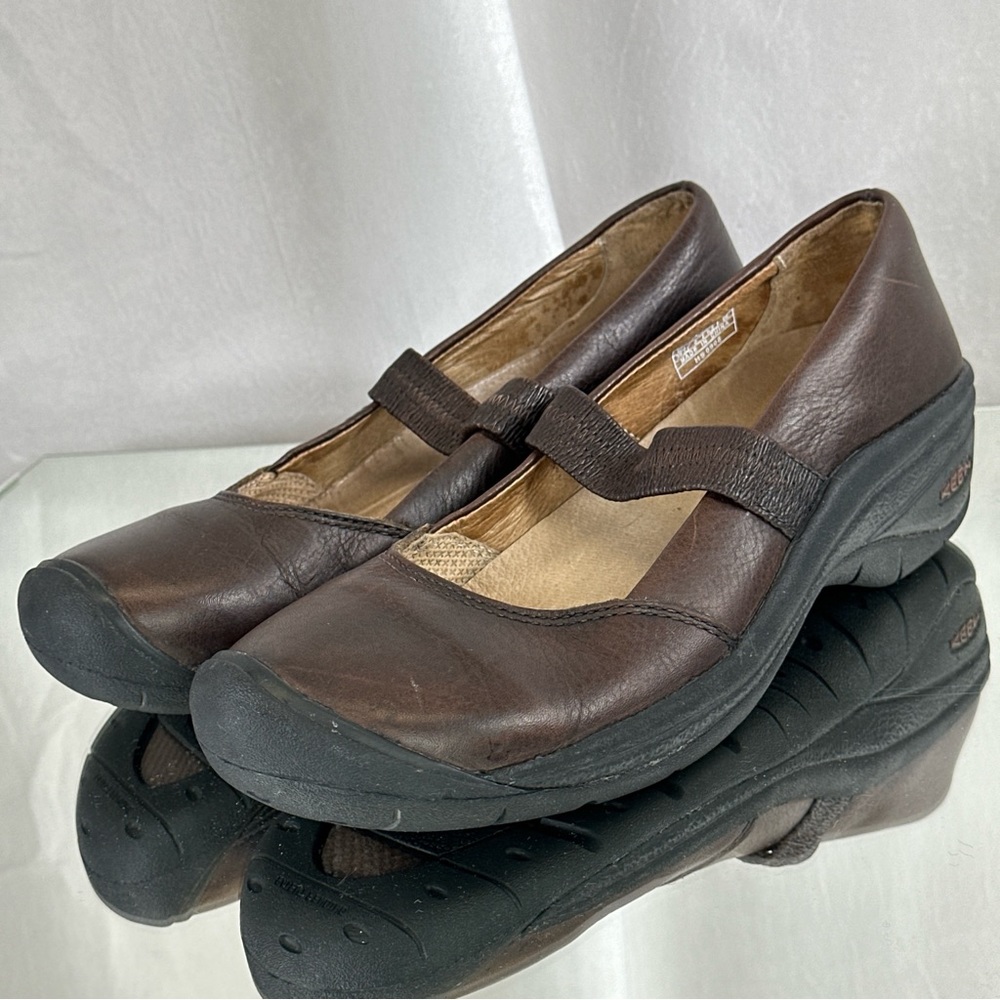 Keen Mary Jane Brown Leather Walking Clogs EU39.5 US9